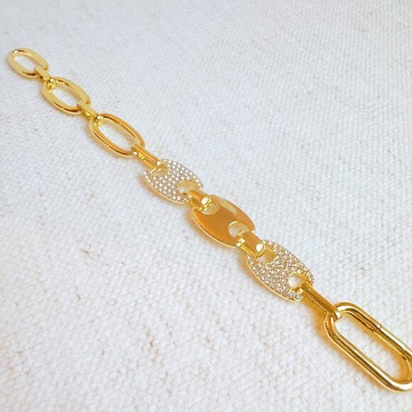 Majestic Pave Gold Western Equestrian Horse Bit Anchor or Mariner Link Bracelet - Picture 3 of 3